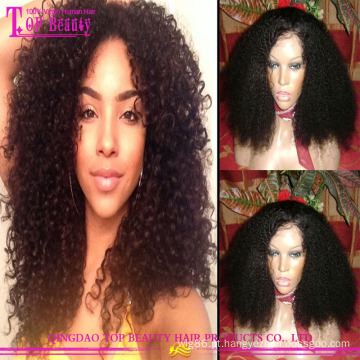 Qingdao cabelo fábrica fornecimento venda quente 100% brasileira cabelo peruca de cabelo humano Kinky Afro